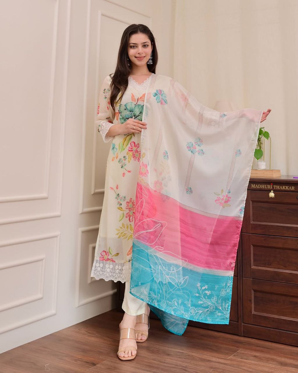 Elegant Reshmi Orgenza: Handwork Dupatta Pant Set