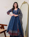 Elegant Blue: MAL Cotton Kurta Plazo with Handwork Neck & Dupatta Set