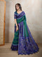 Festive Wear Blue & Green Ikat Printed Chanderi Saree for Weddings