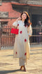 Charming Gulab: Embroidered Chanderi Top & Pant Suit Set