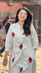 Charming Gulab: Embroidered Chanderi Top & Pant Suit Set