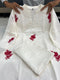 Charming Gulab: Embroidered Chanderi Top & Pant Suit Set