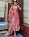 Royal Blossom: Anarkali Flared Silk Kurta Pant Dupatta Set