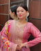 Royal Blossom: Anarkali Flared Silk Kurta Pant Dupatta Set