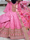 Royal Blossom: Anarkali Flared Silk Kurta Pant Dupatta Set