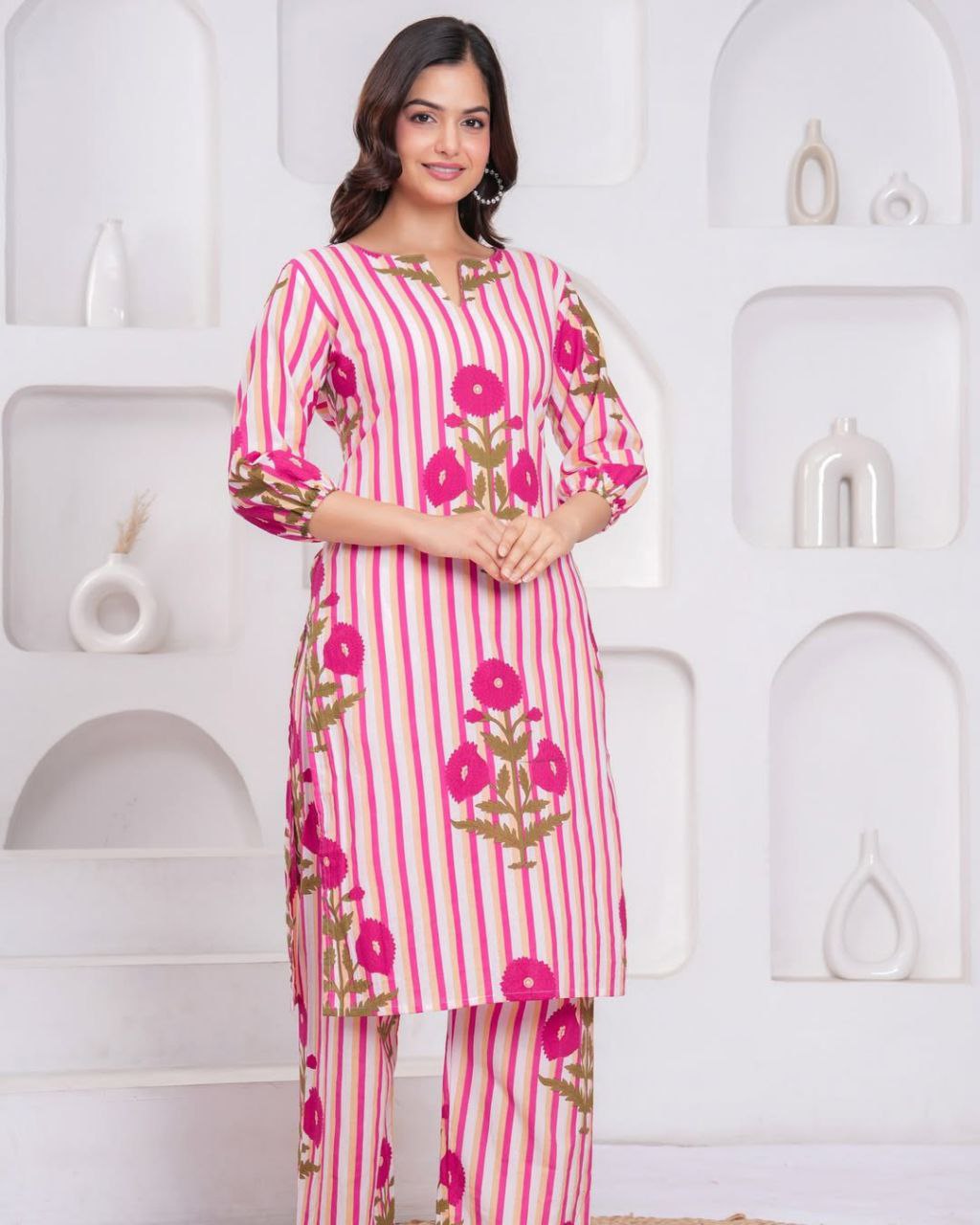 Summer Chic: Premium Pure Cotton 60x60 Co-Ord Kurta Pant Set