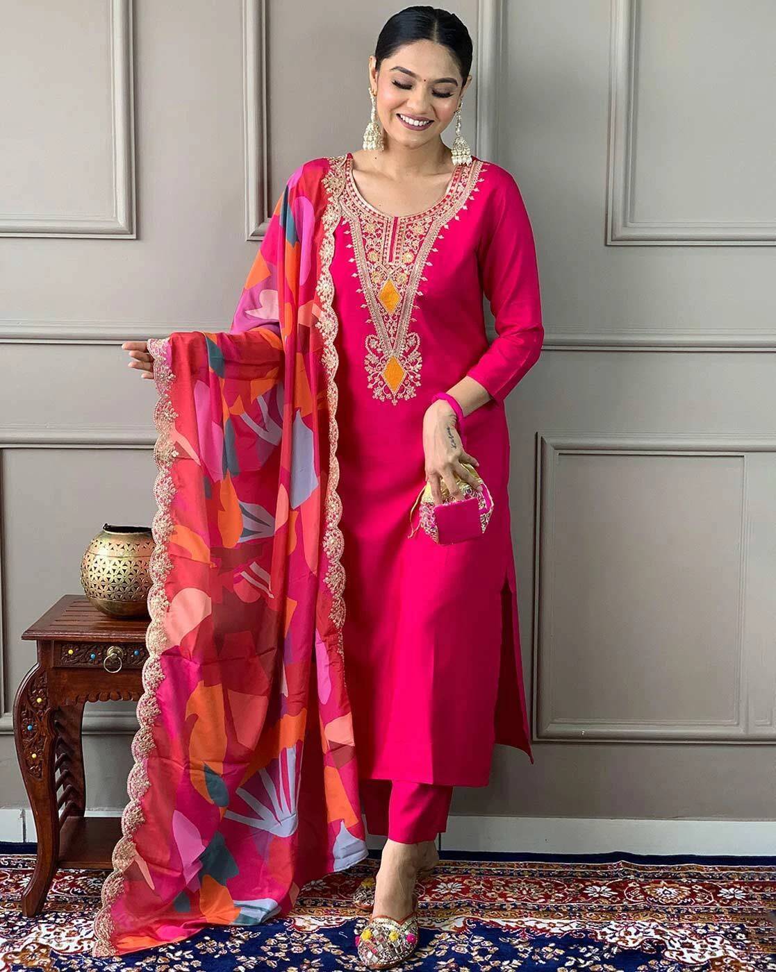 Traditional Women’s Kurta Pant Dupatta Set