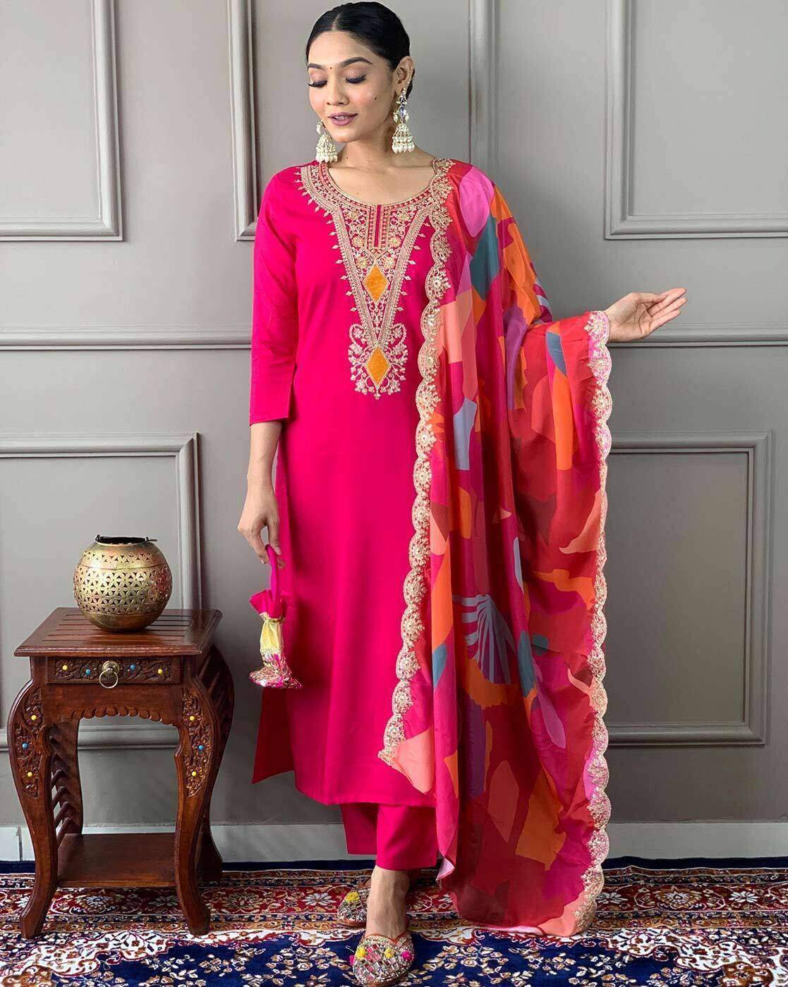 Traditional Women’s Kurta Pant Dupatta Set