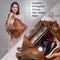 Set Of 3 Brown Light Weight Pu Leather Handbag Combo For Women